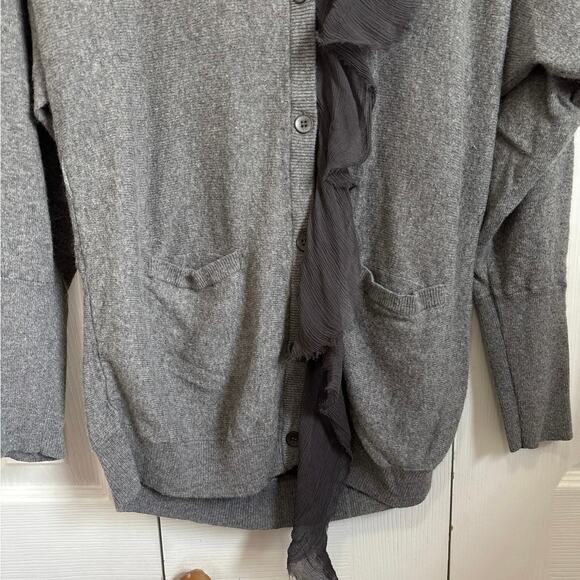 Elizabeth and James Gray Wool Angora Cashmere Silk Blend Cardigan Medium - Picture 5 of 9